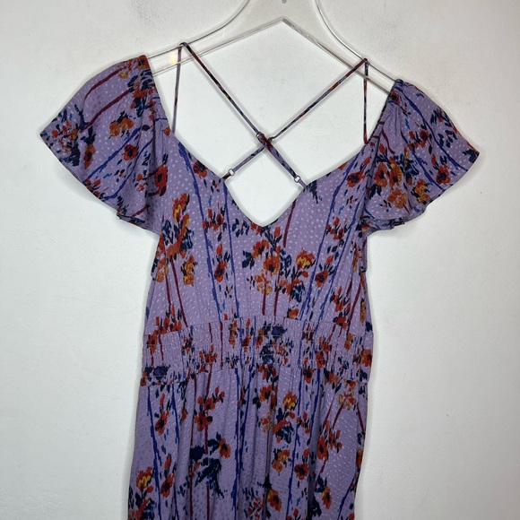 Anthropologie flutter sleeved midi cross back lilac dress. XS - Picture 9 of 12
